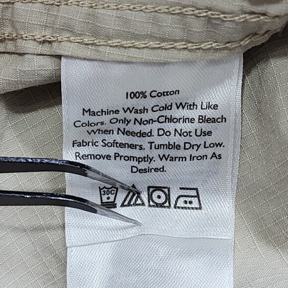 Eddie Bauer Shirt Mens L Beige Cotton Classic Fit Short Sleeve Button Down - Picture 4 of 9